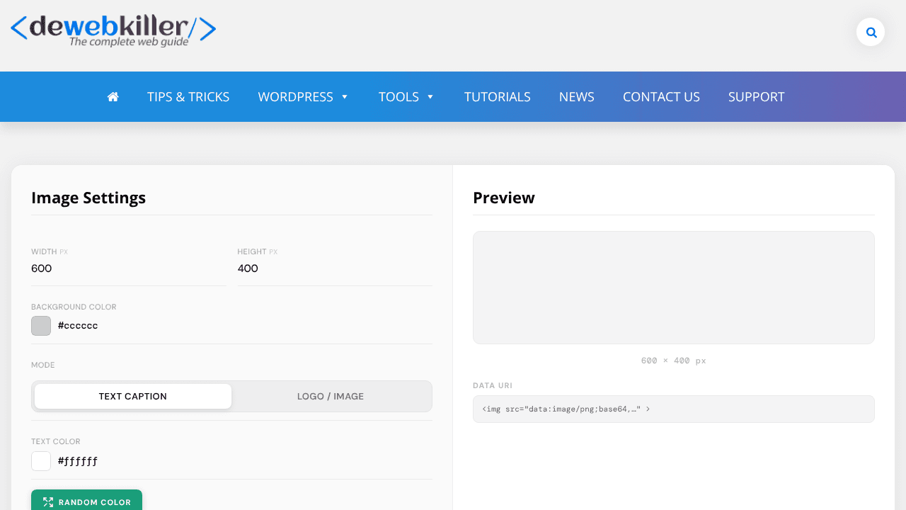 Placeholder image generator website screenshot