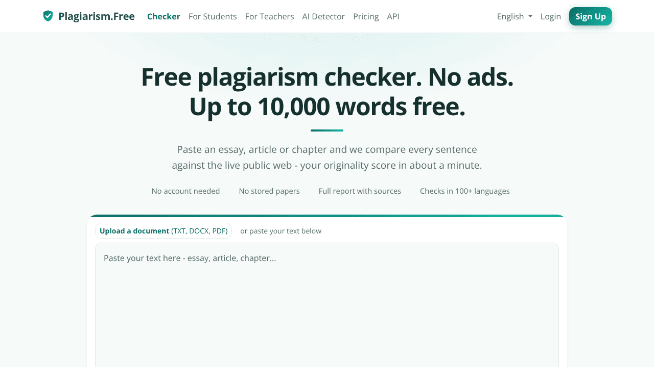 Plagiarism.Free website screenshot
