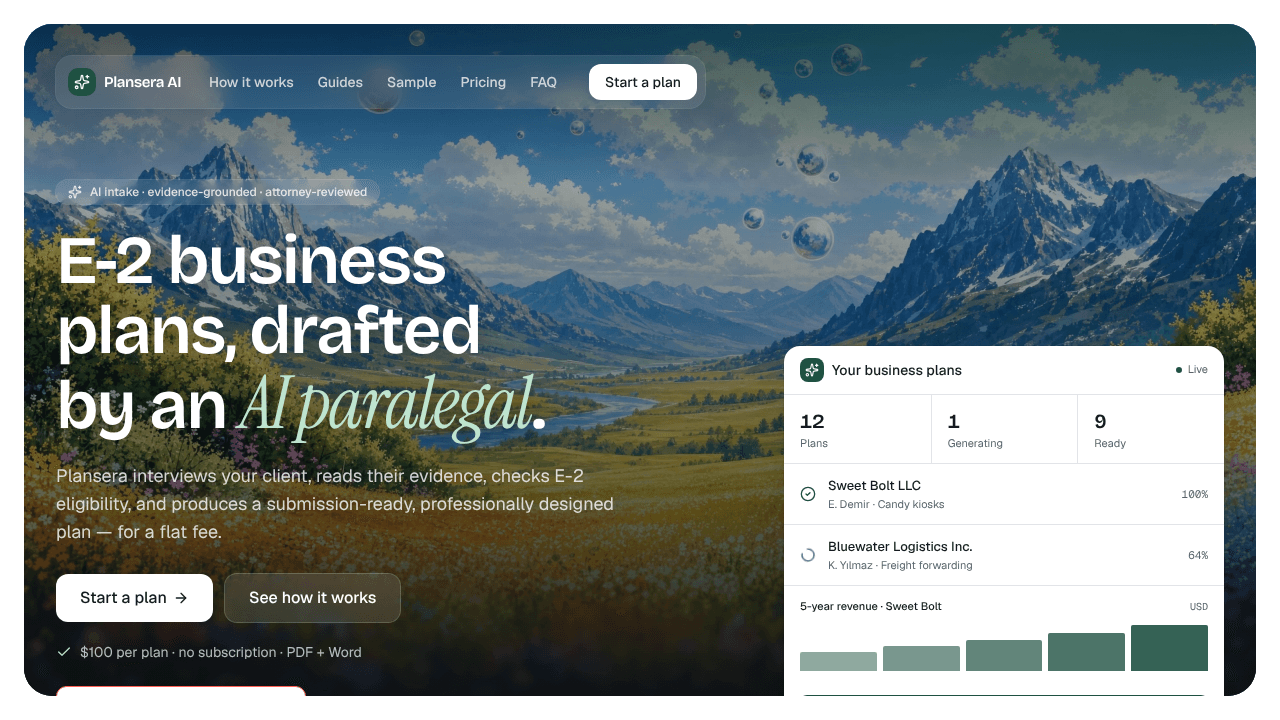 Plansera AI website screenshot