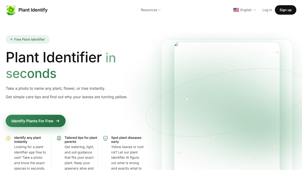 Plant Identify website screenshot