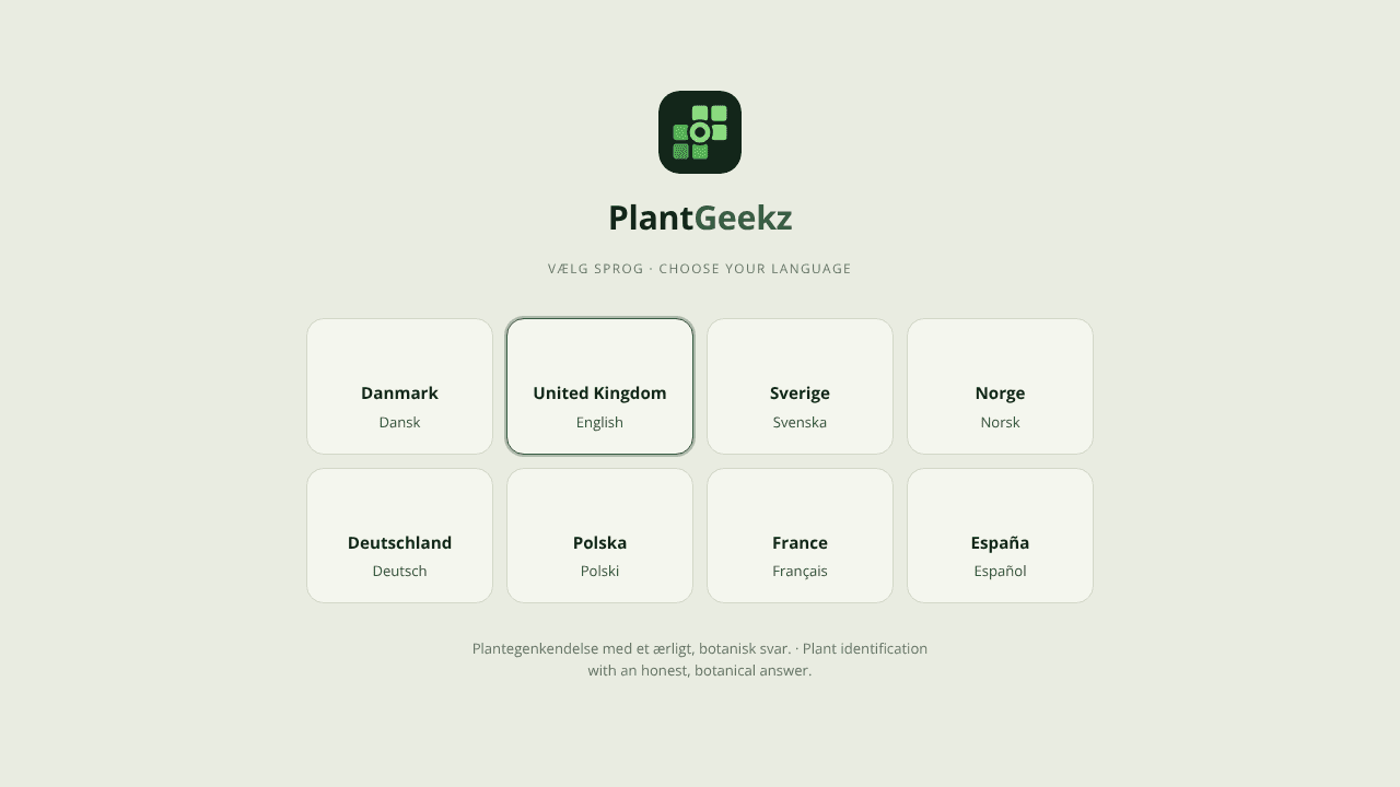 PlantGeekz - Identifier/collection app website screenshot