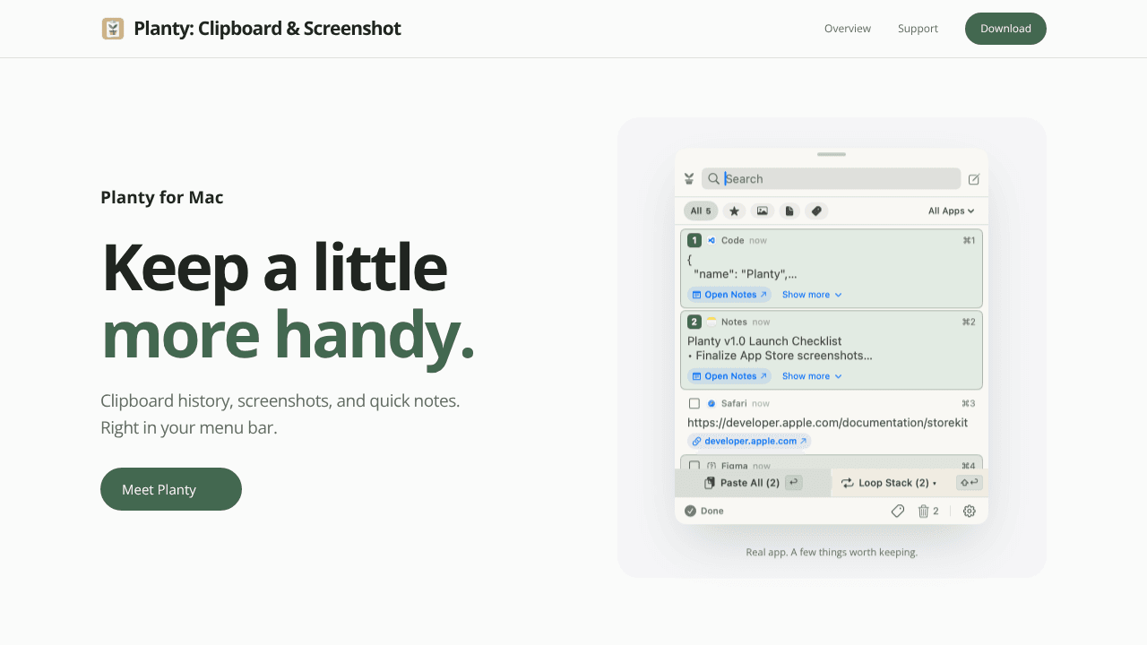 Planty: Clipboard & Screenshot website screenshot