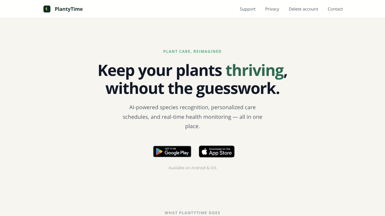 PlantyTime website screenshot
