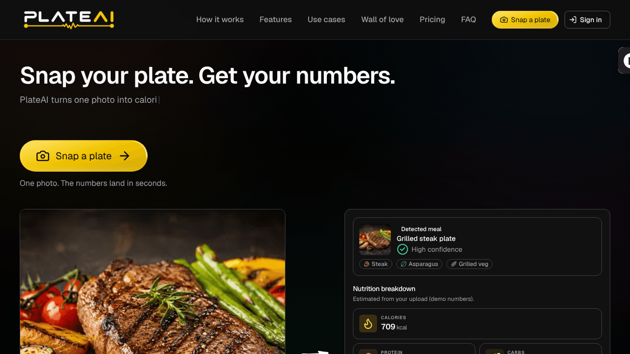 PlateAI website screenshot
