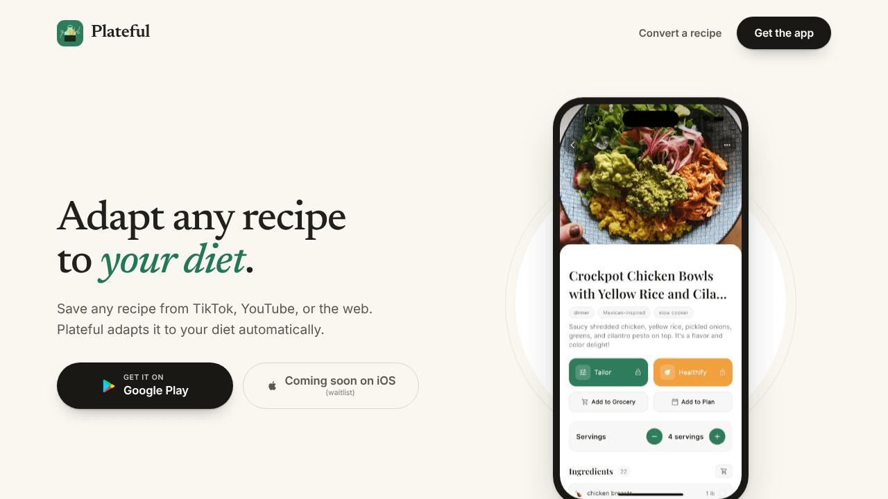 Plateful website screenshot