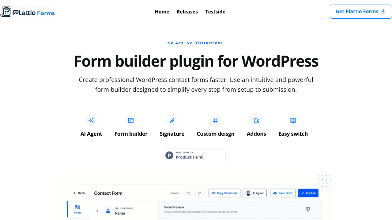 Plattio Forms website screenshot