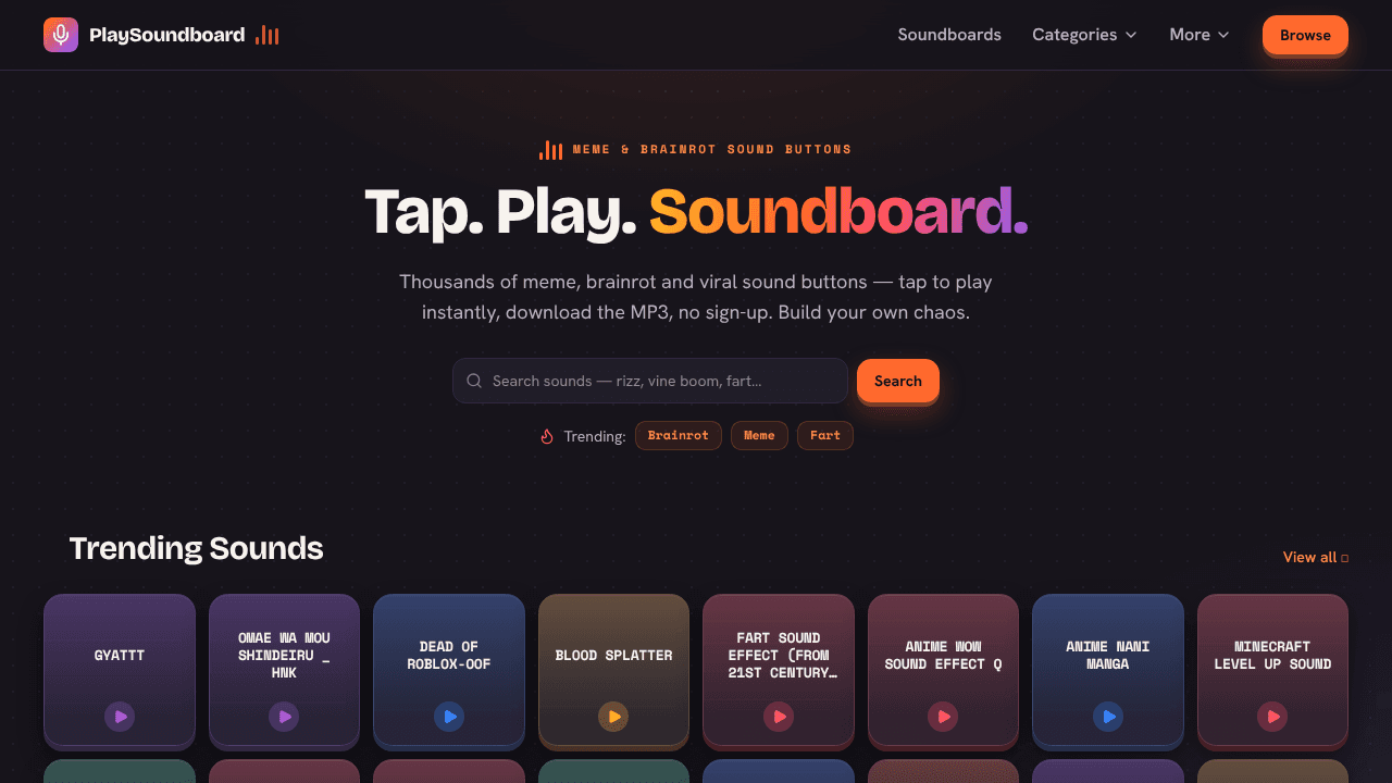 PlaySoundboard website screenshot