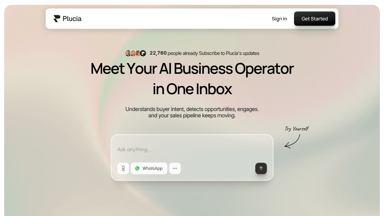 Plucia AI  website screenshot