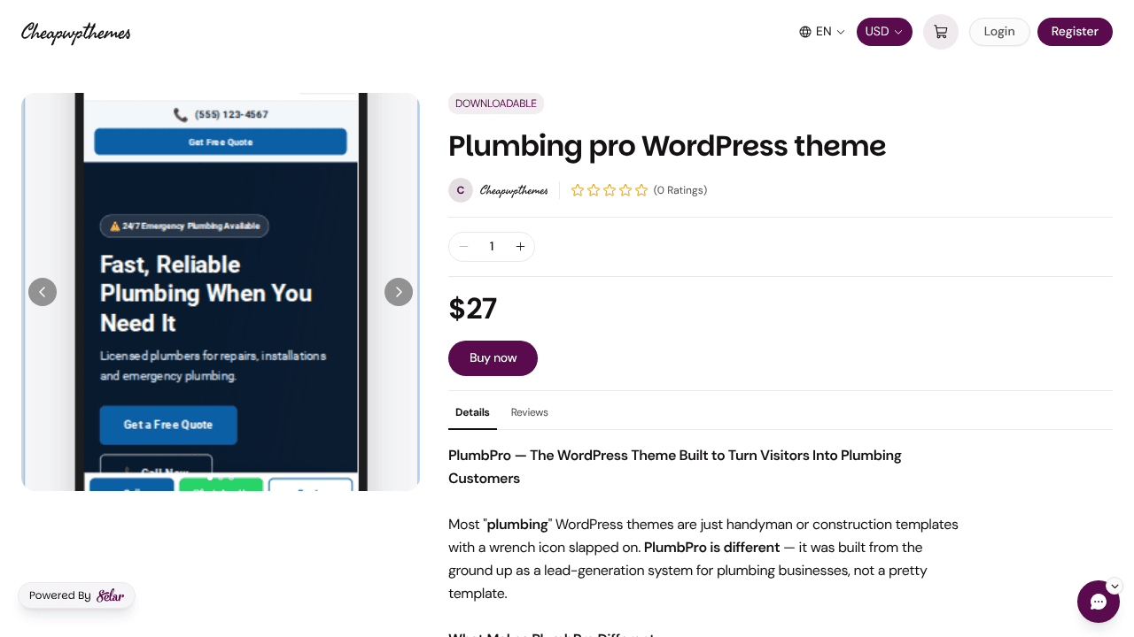 Plumbing pro WordPress theme website screenshot