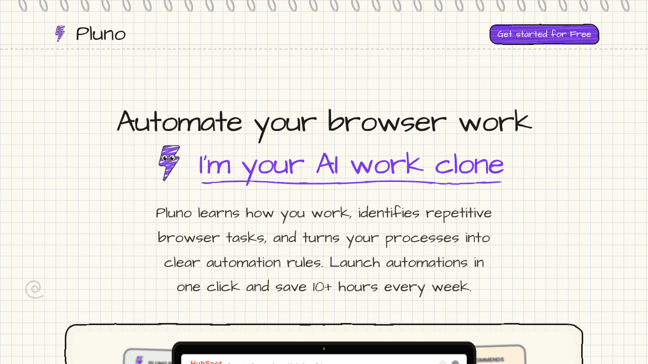 Pluno website screenshot
