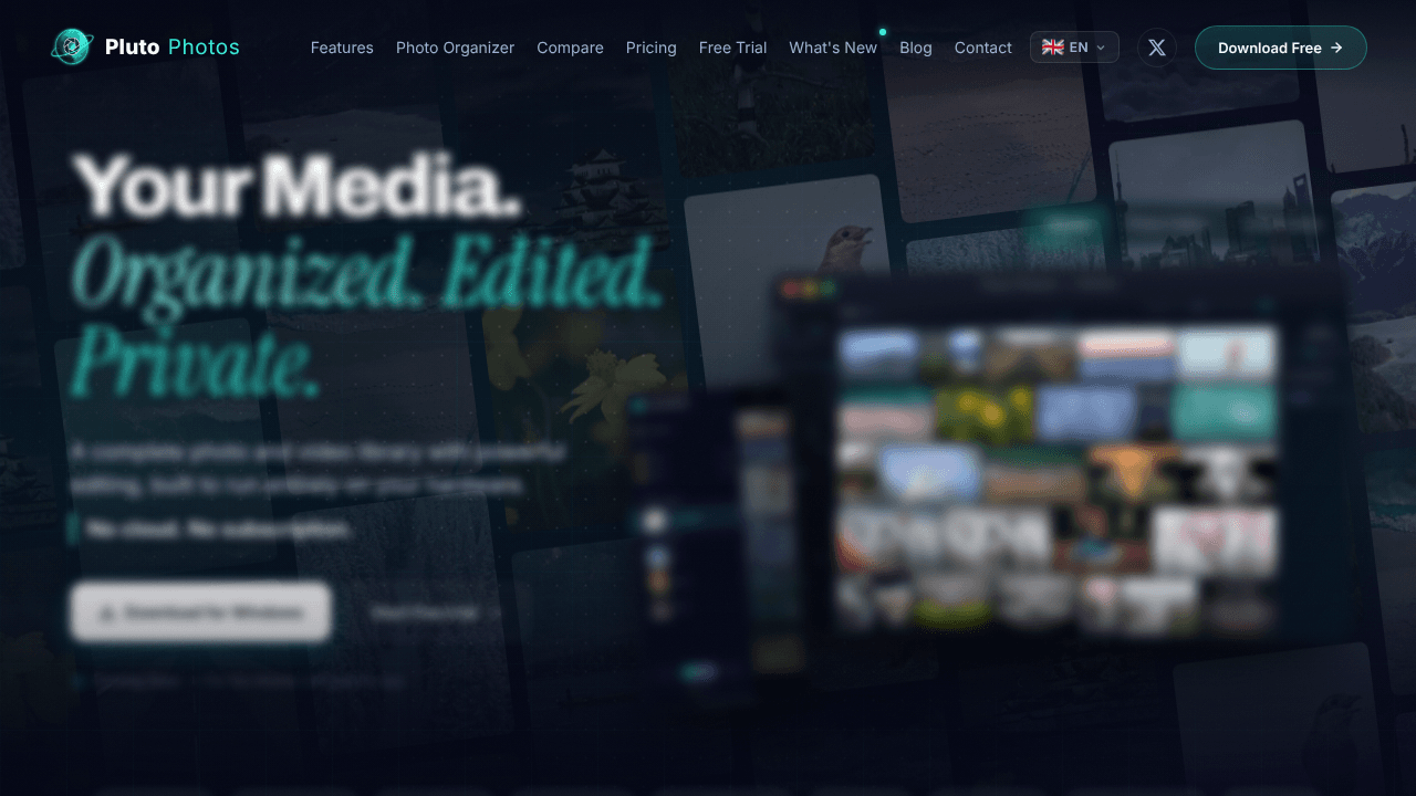 Pluto Photos website screenshot