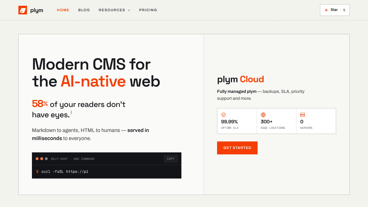 plym website screenshot