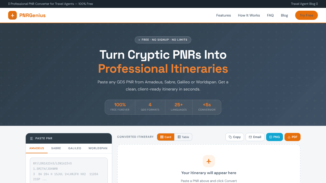 PNRGenius website screenshot