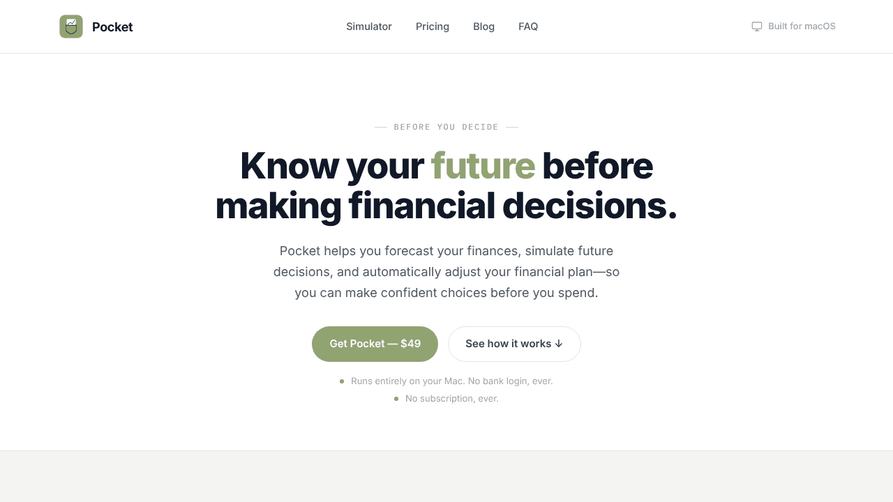 Pocket website screenshot