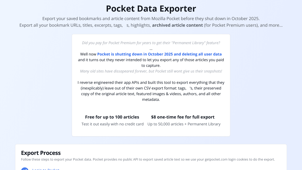 Pocket Data Exporter