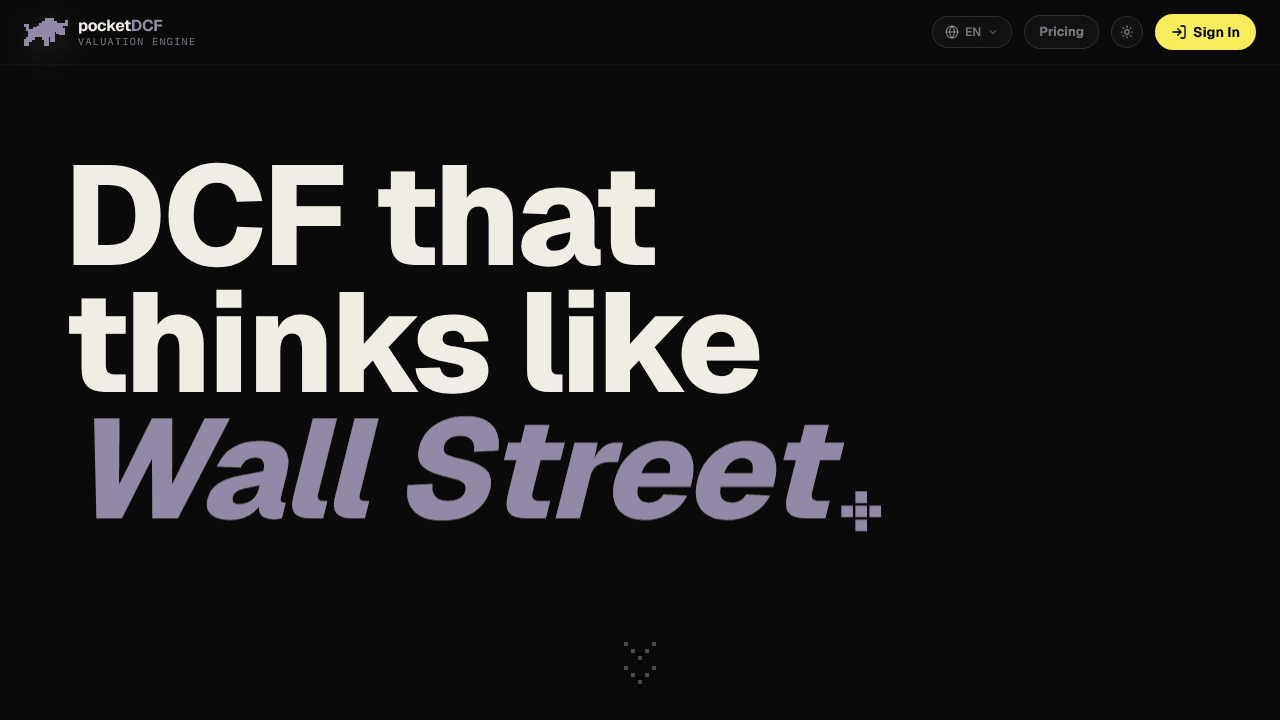 pocketDCF website screenshot