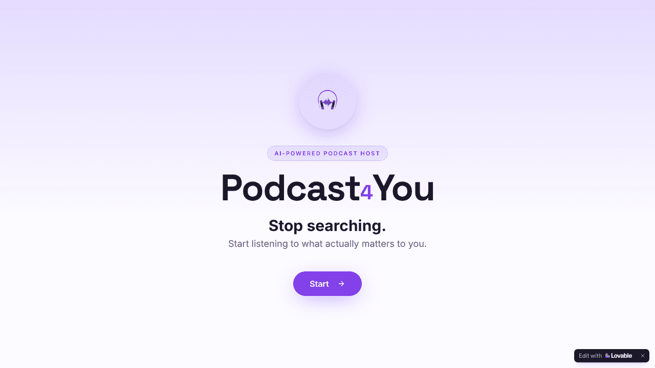 Podcast4You — Podcasts tailored to You. website screenshot