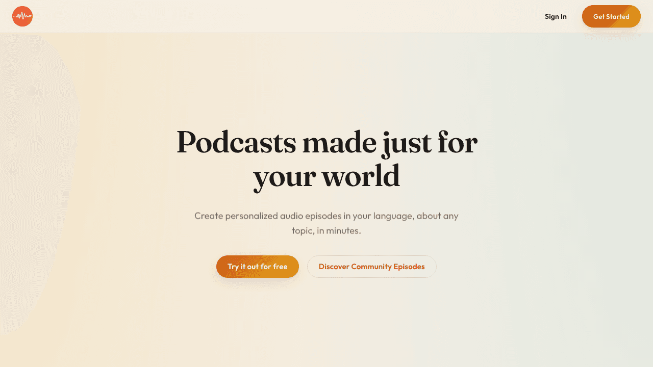 Podcust website screenshot