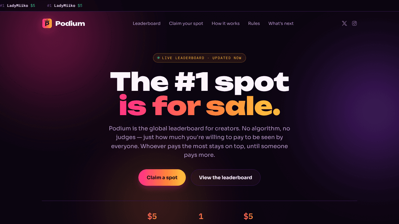 Podium website screenshot