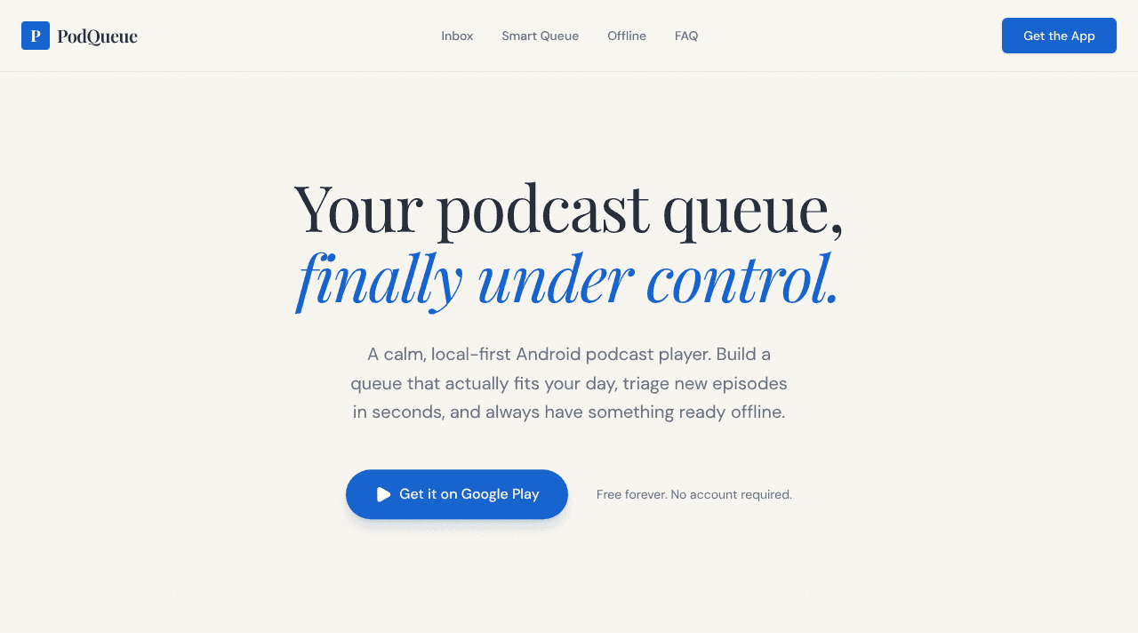 PodQueue website screenshot