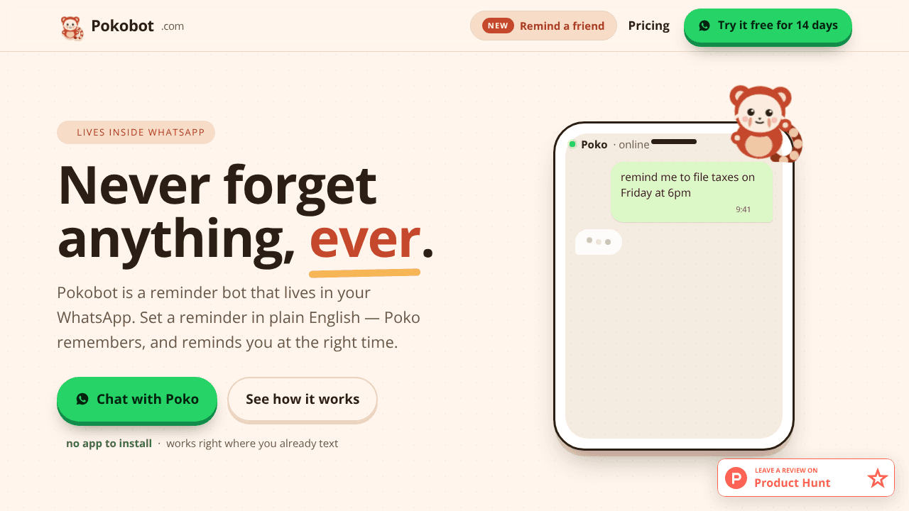 Pokobot website screenshot