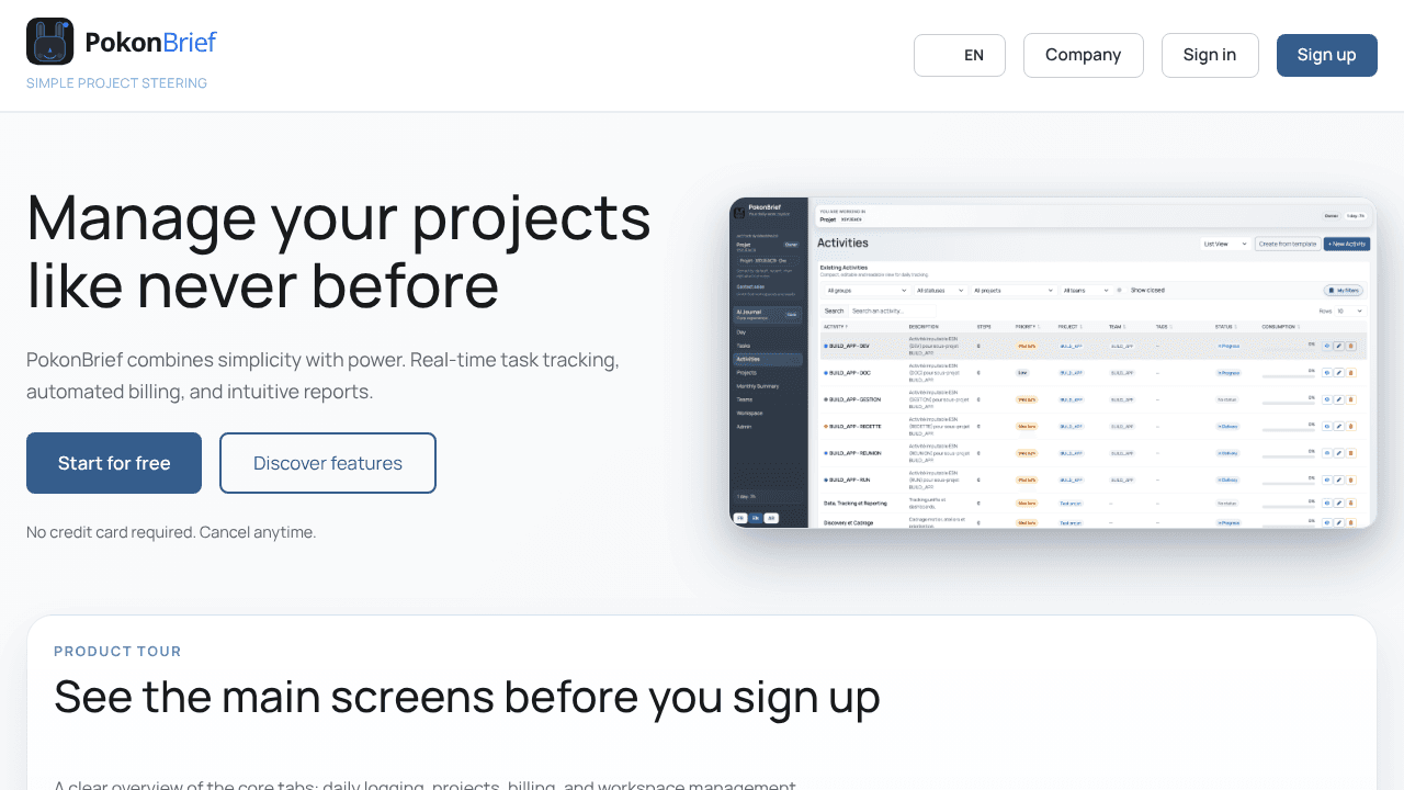 PokonBrief website screenshot