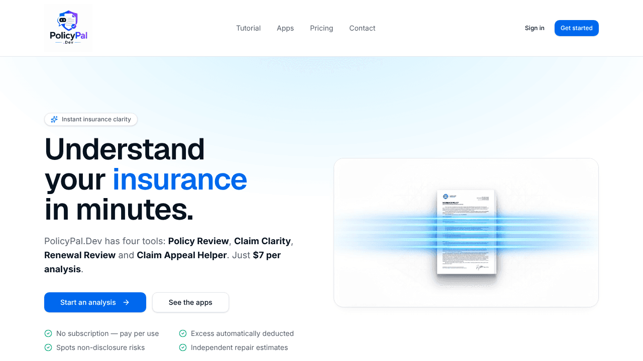 PolicyPal.Dev website screenshot