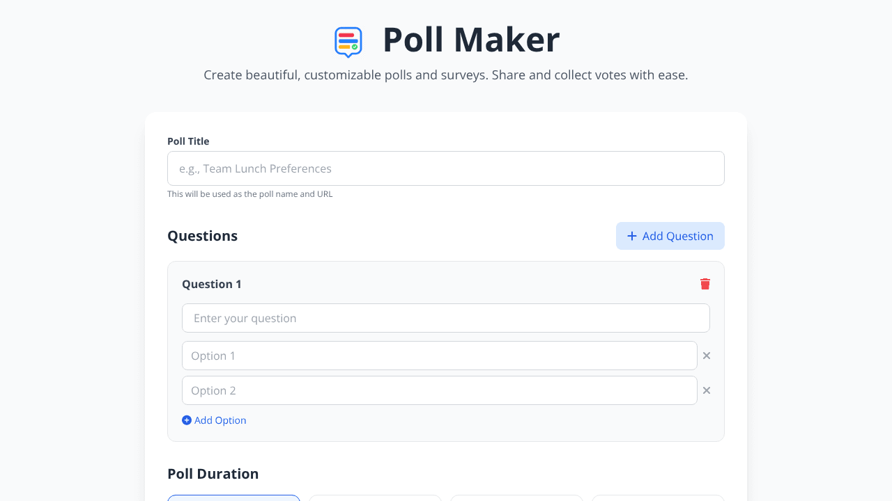 Poll Maker website screenshot