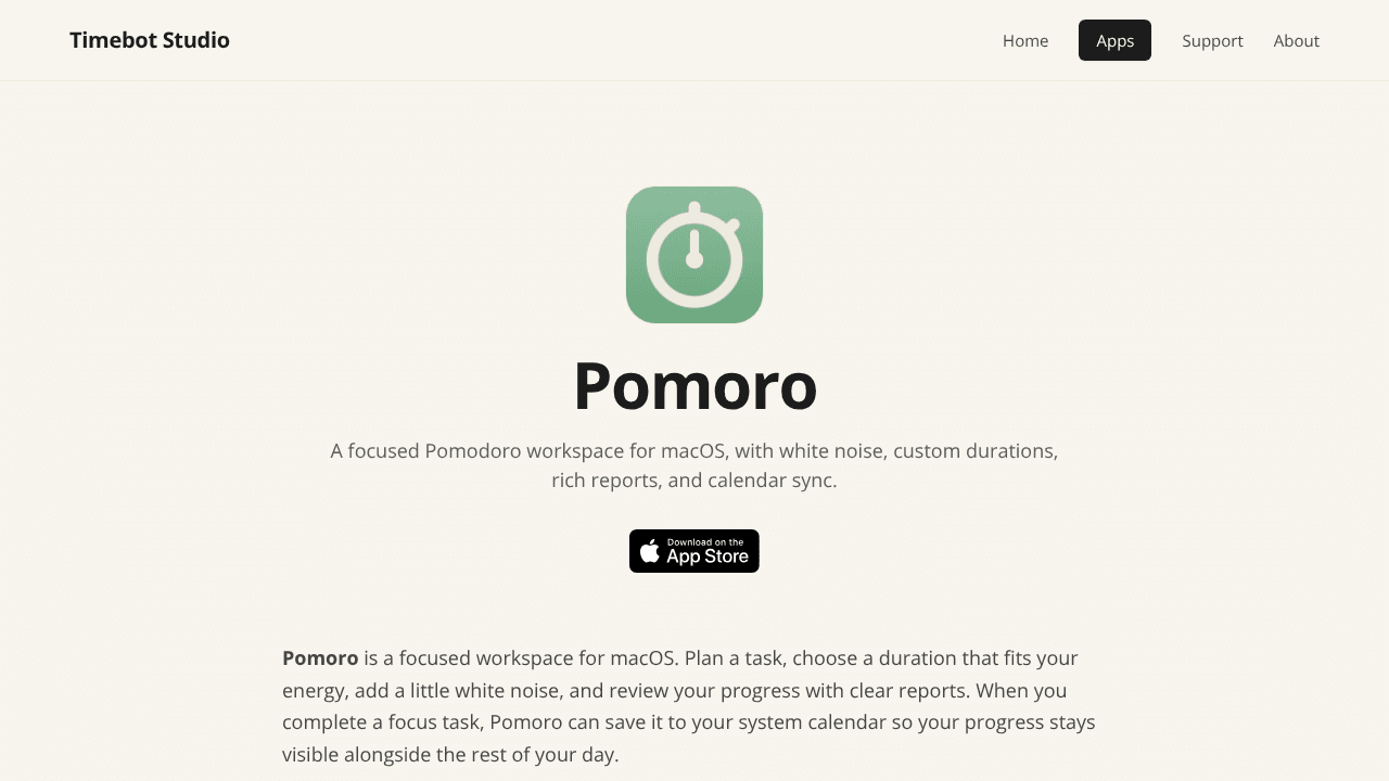 Pomoro website screenshot