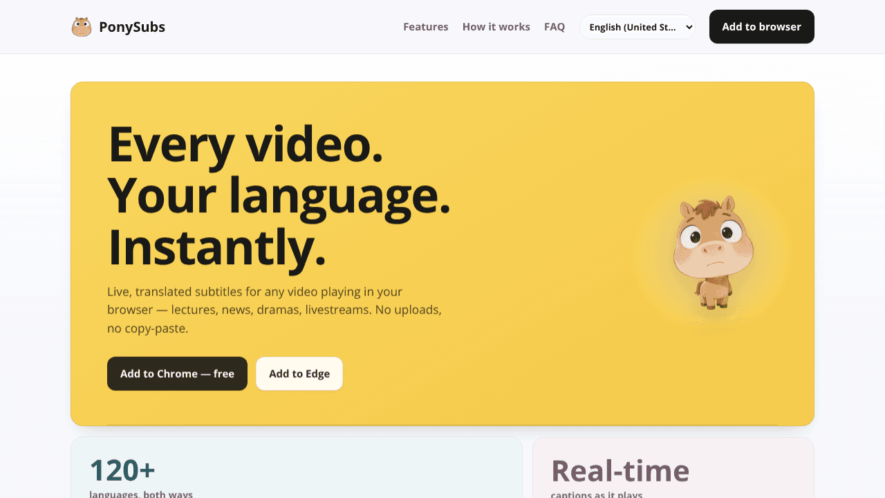 PonySubs website screenshot