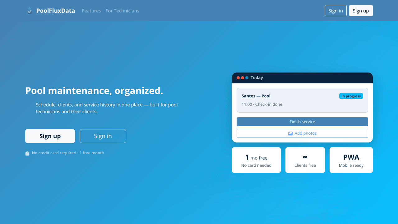 PoolFluxData website screenshot