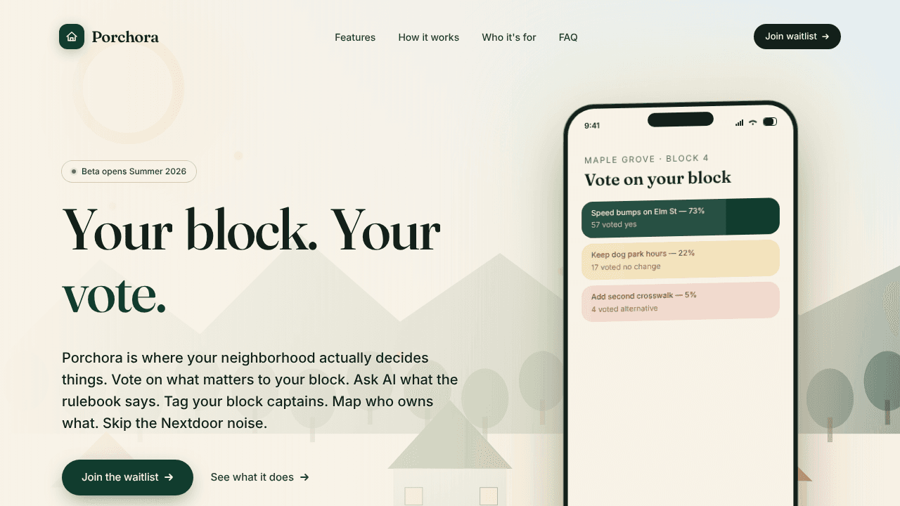 Porchora website screenshot