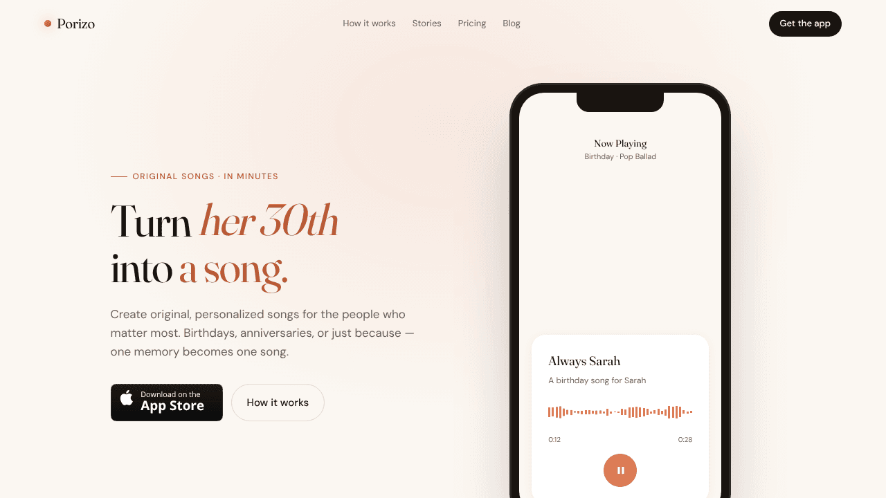 Porizo website screenshot