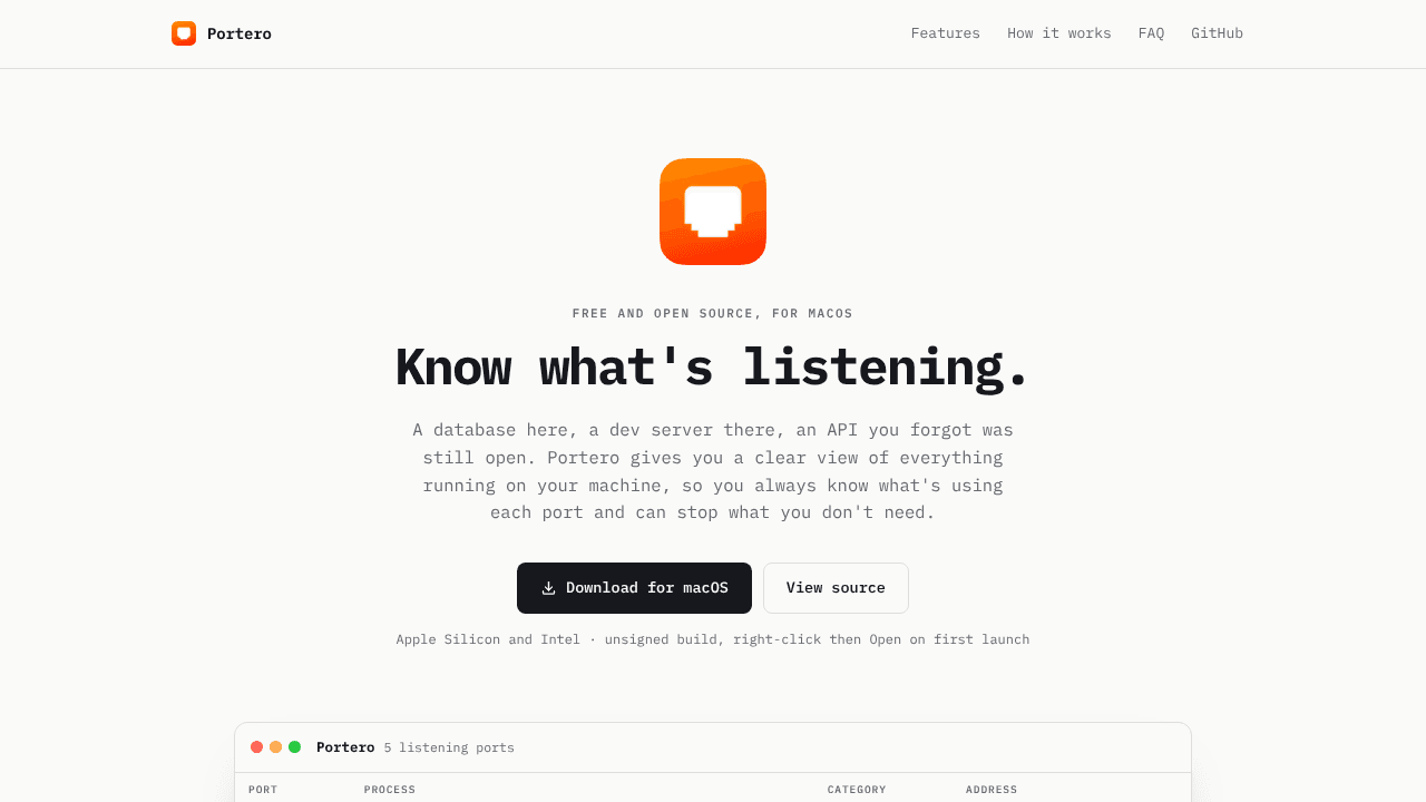 Portero website screenshot