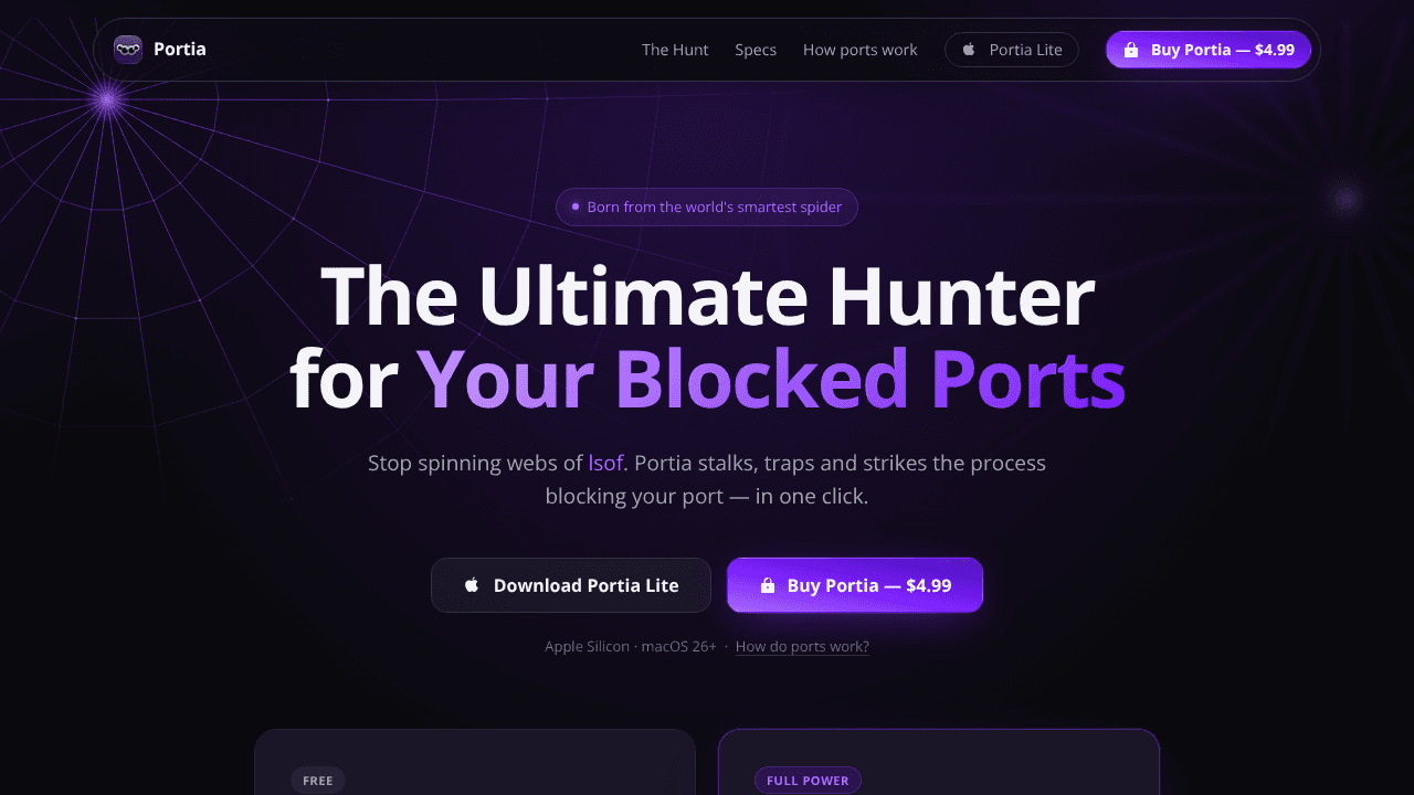 Portia website screenshot