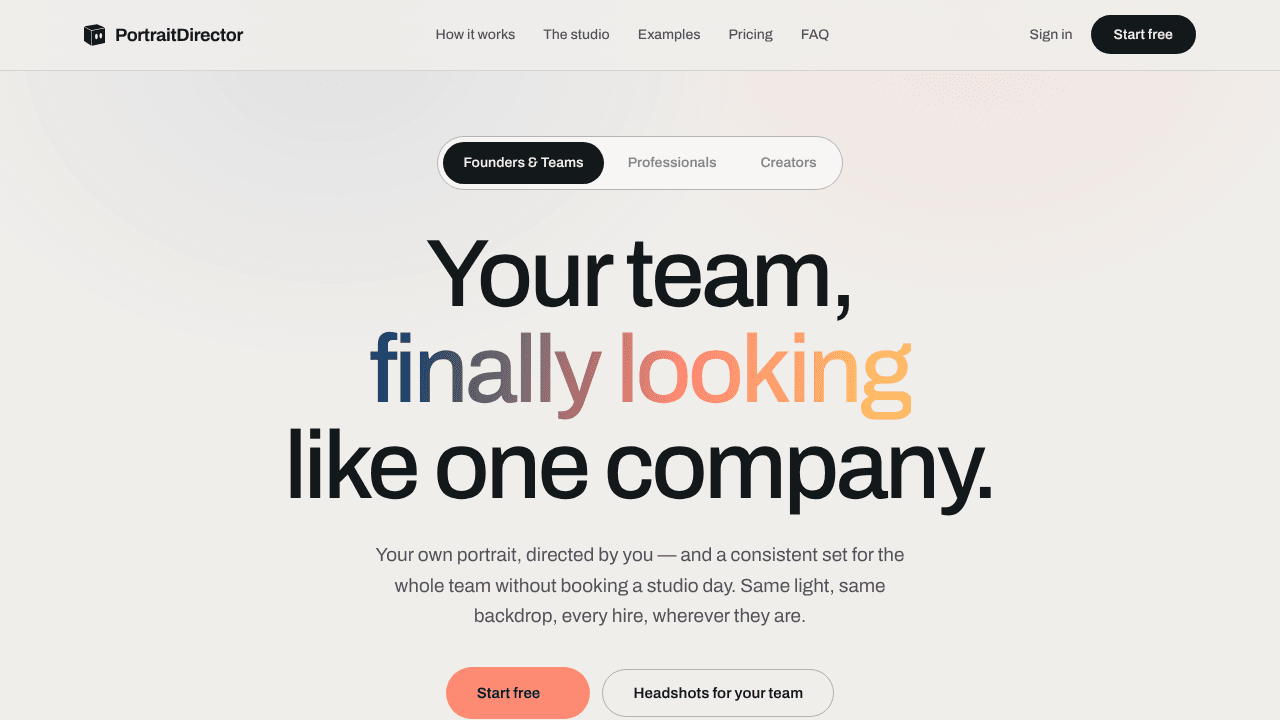 PortraitDirector website screenshot