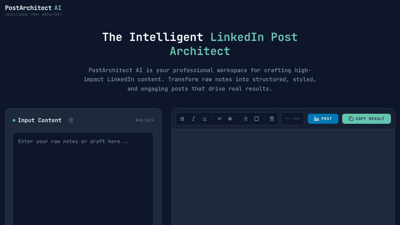 PostArchitect website screenshot