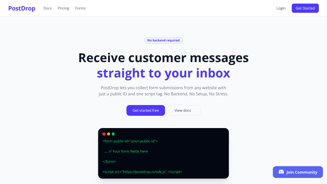 PostDrop website screenshot