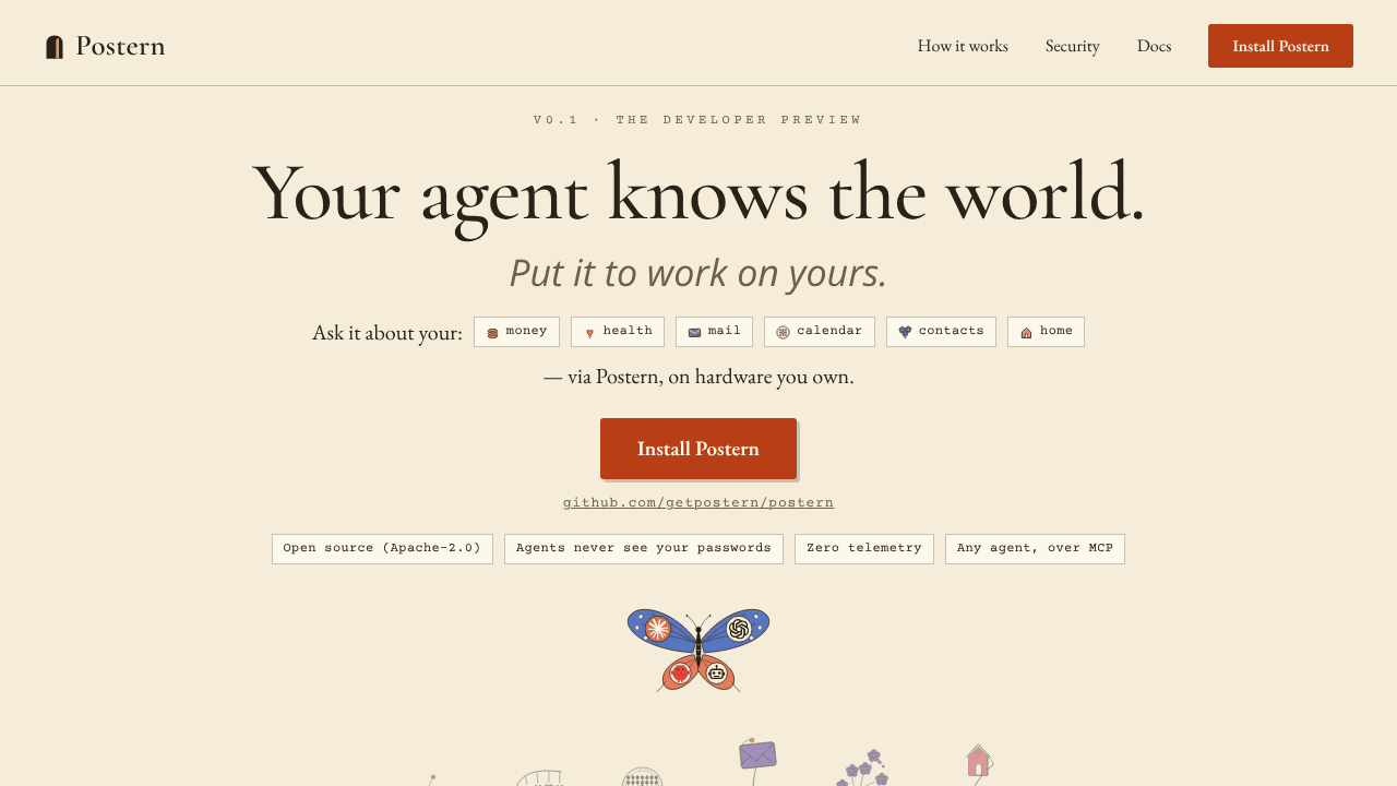 Postern website screenshot