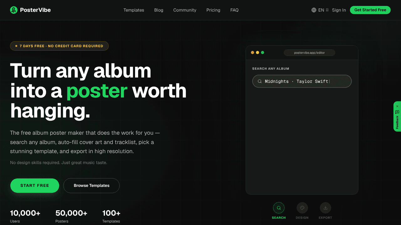 PosterVibe website screenshot