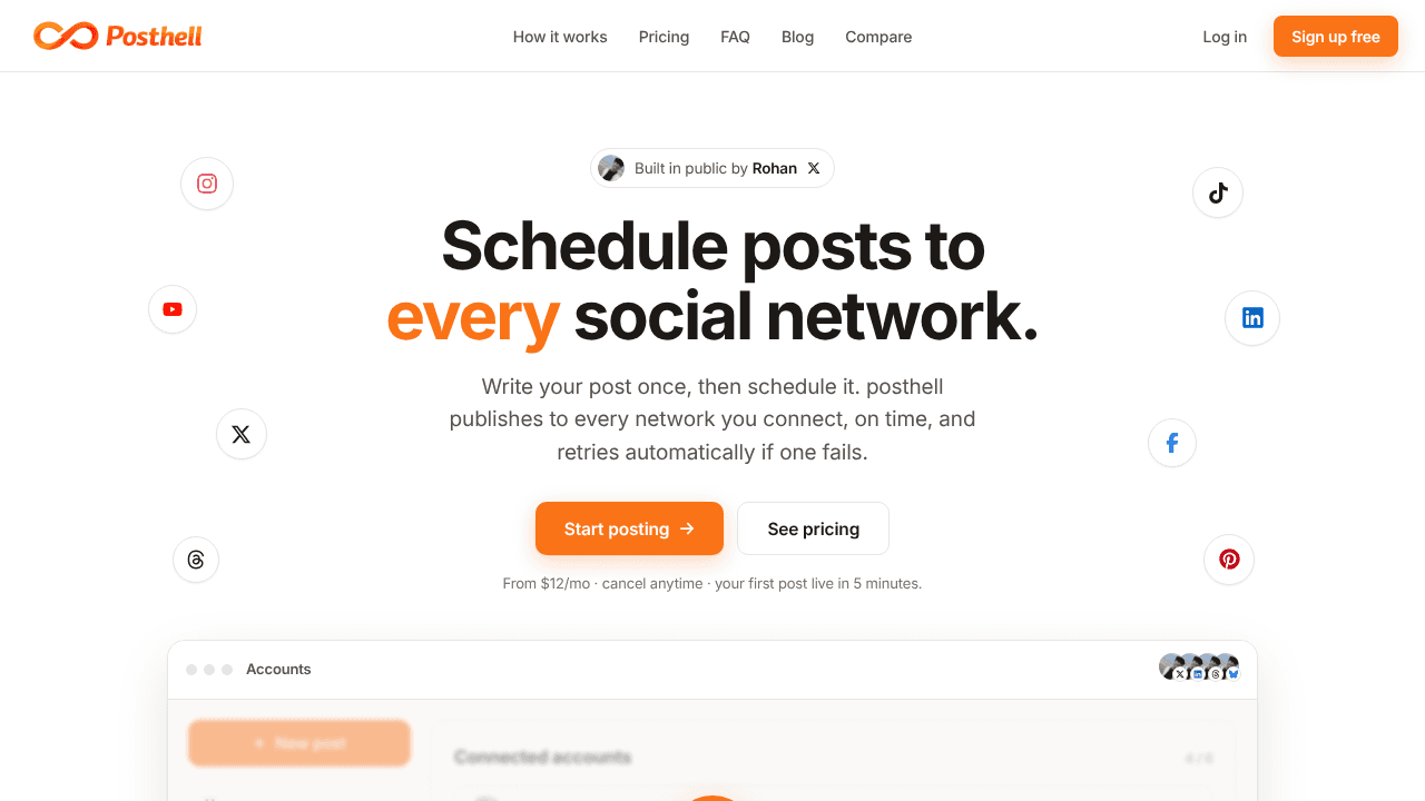 posthell website screenshot