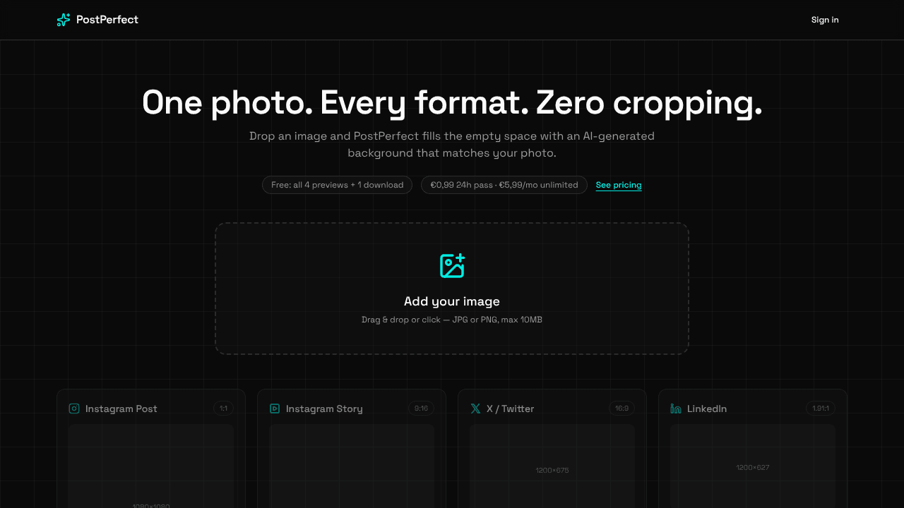 PostPerfect website screenshot