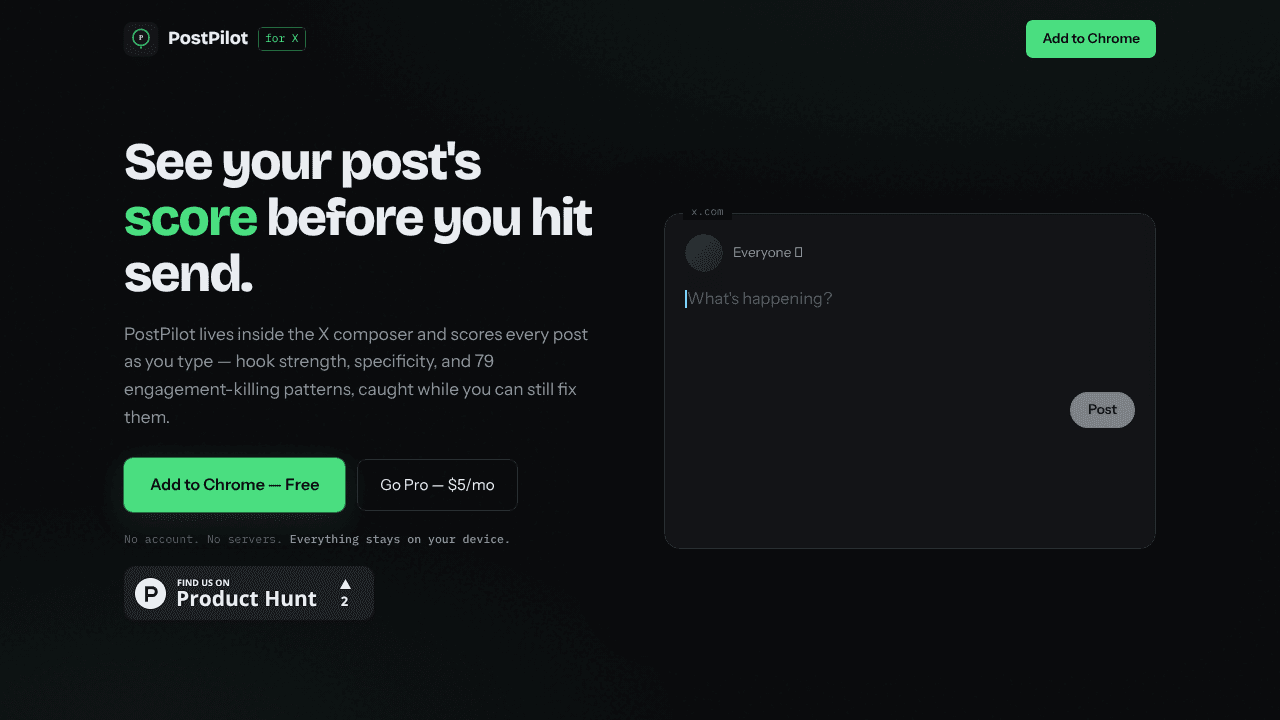 PostPilot for X website screenshot