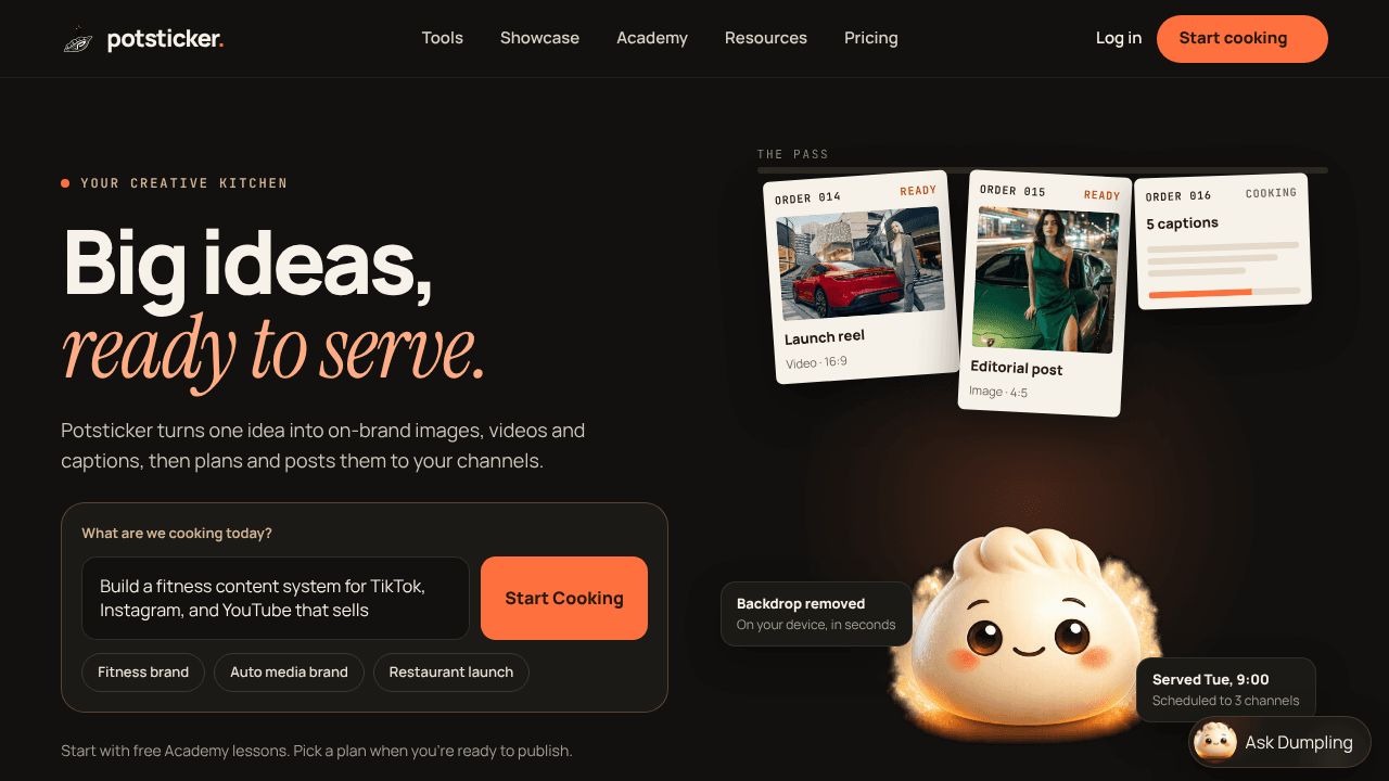 Potsticker website screenshot