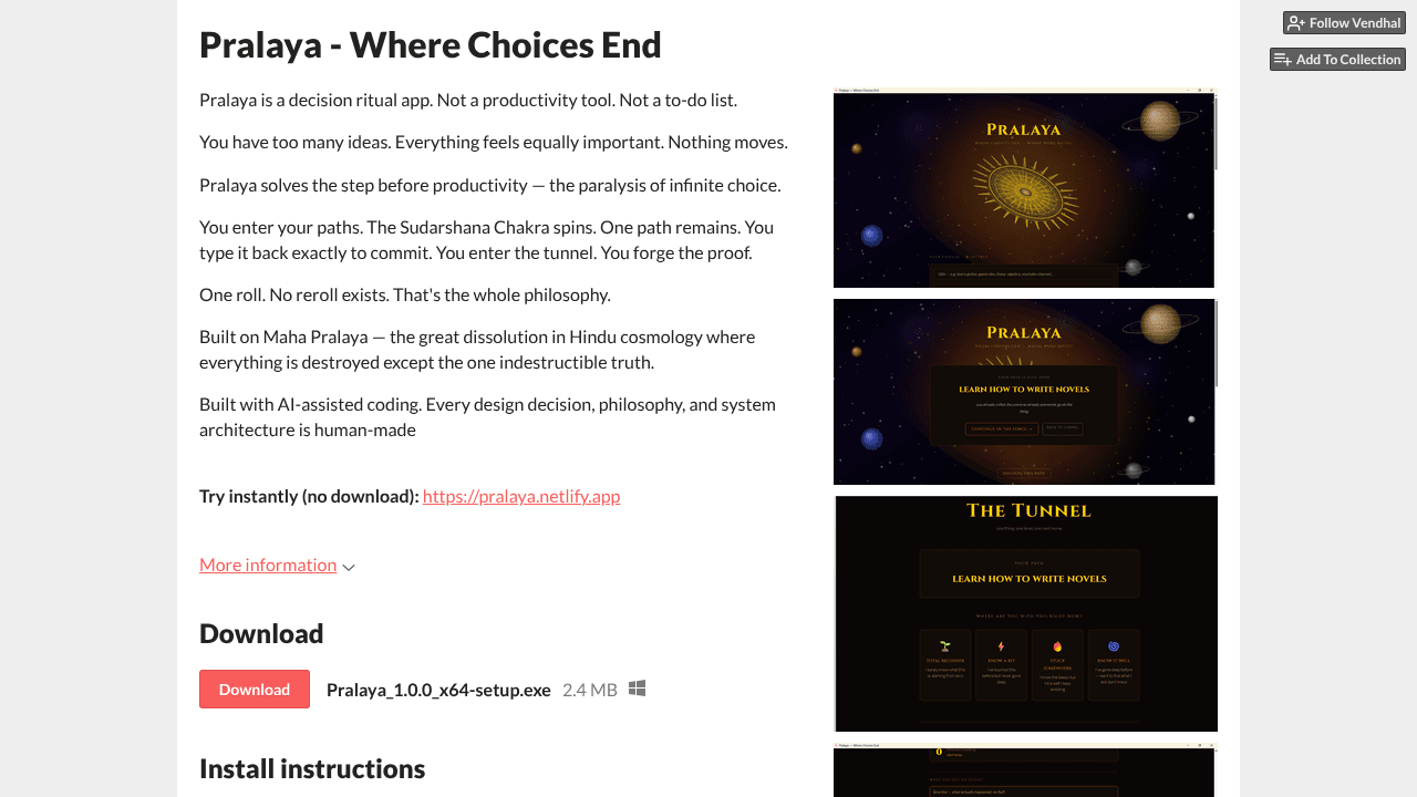 Pralaya website screenshot