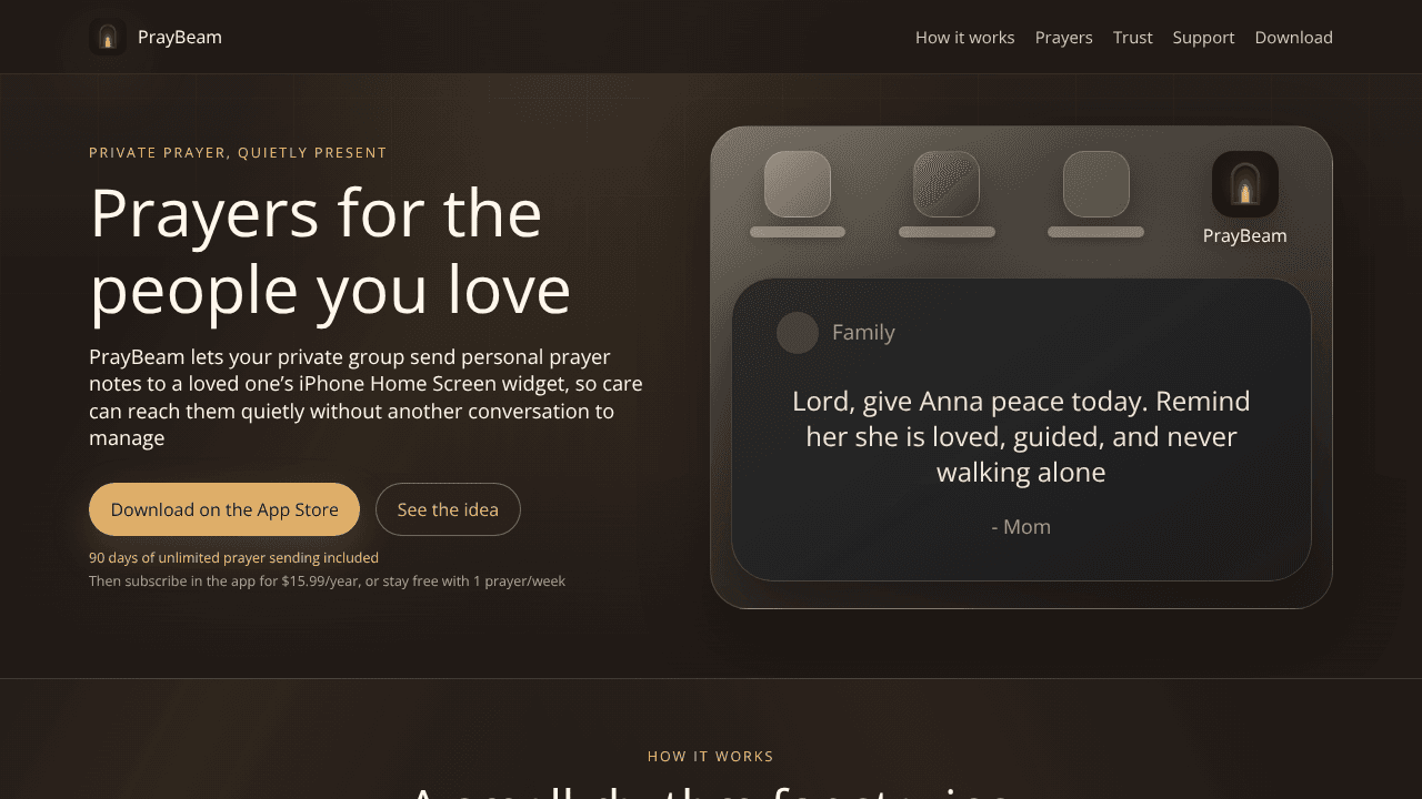 PrayBeam website screenshot