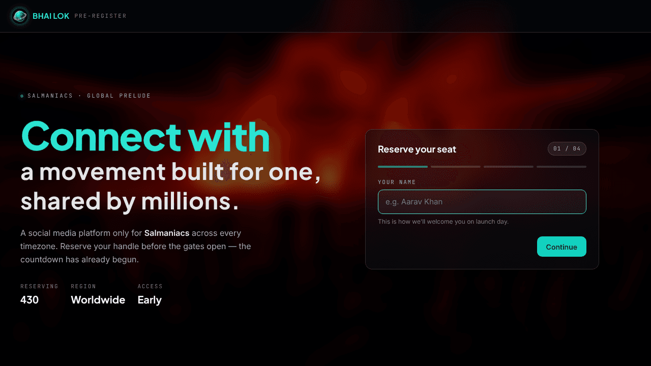 Pre-Registration website screenshot