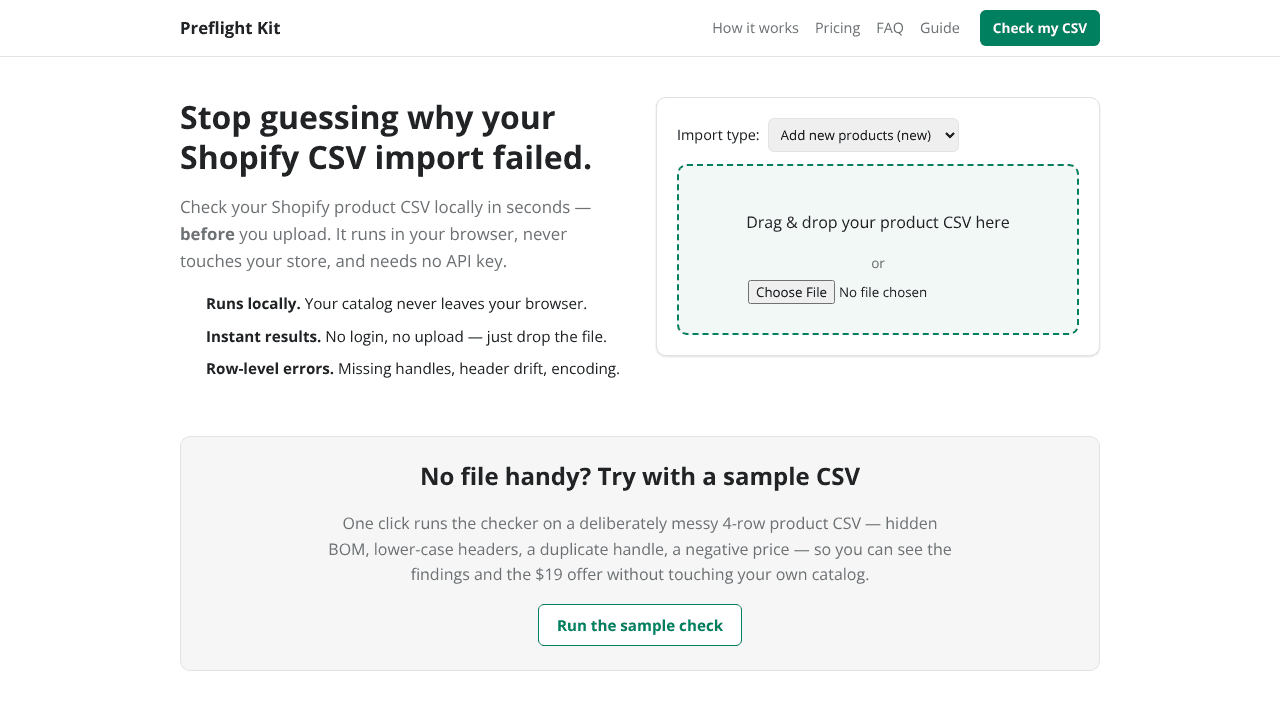 Preflight Kit website screenshot