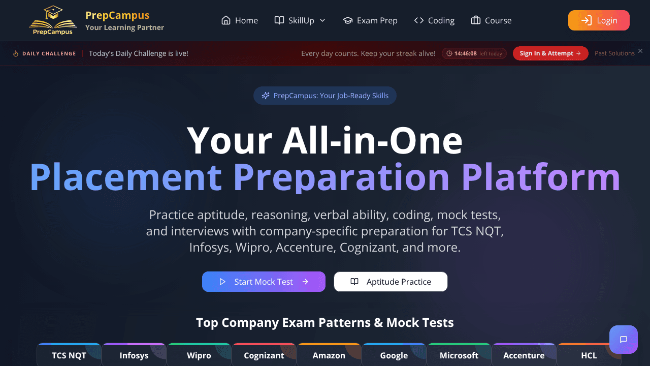 PrepCampus website screenshot