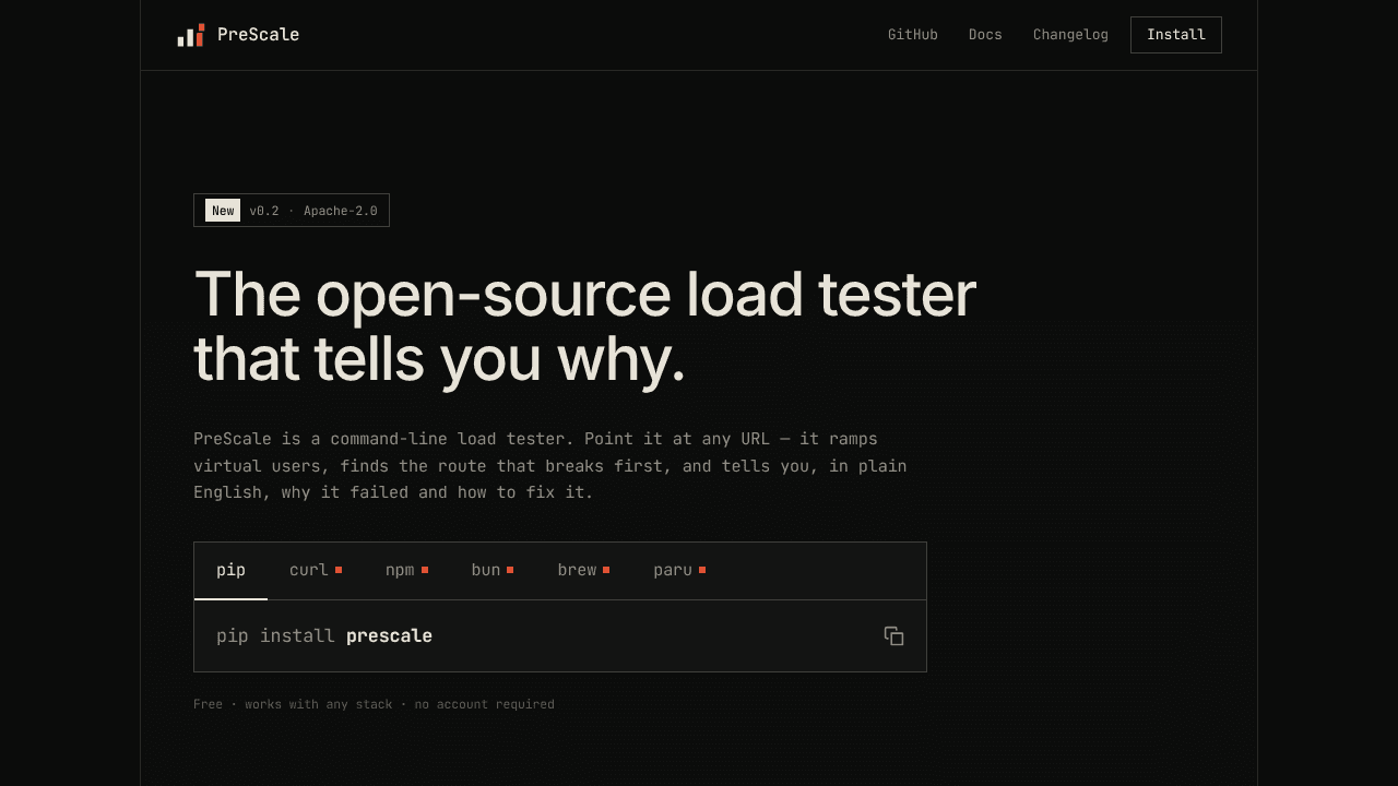 PreScale website screenshot